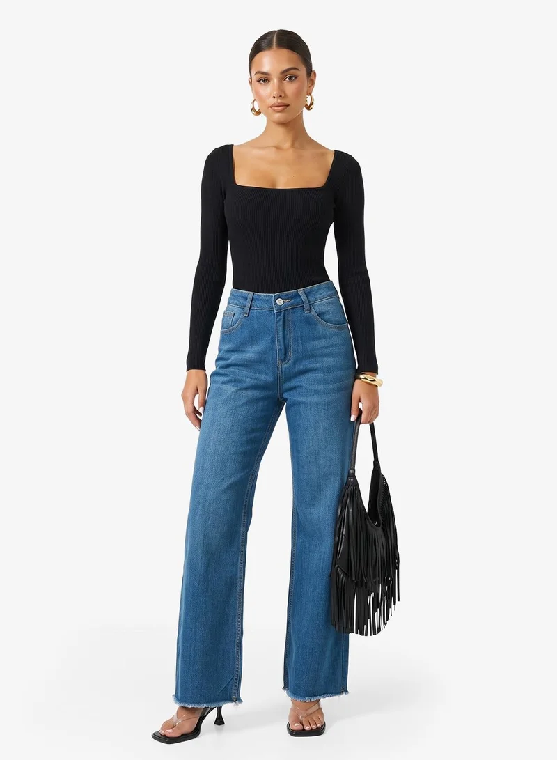 Ginger Mid Rise Wide Leg Jeans