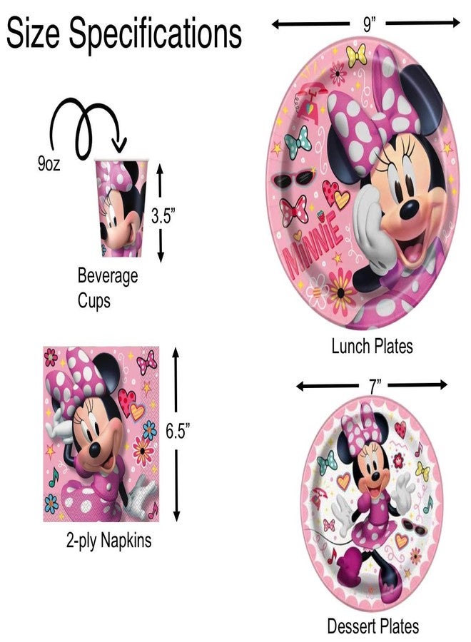 Minnie Mouse Birthday Party Supplies Pack: Big/Small Plates, Cups, Napkins, Table Cover, Banner, Candles - 16 Guests - Image 3