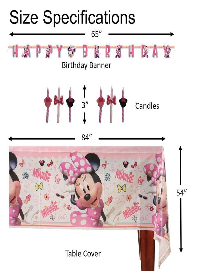 Minnie Mouse Birthday Party Supplies Pack: Big/Small Plates, Cups, Napkins, Table Cover, Banner, Candles - 16 Guests - Image 4