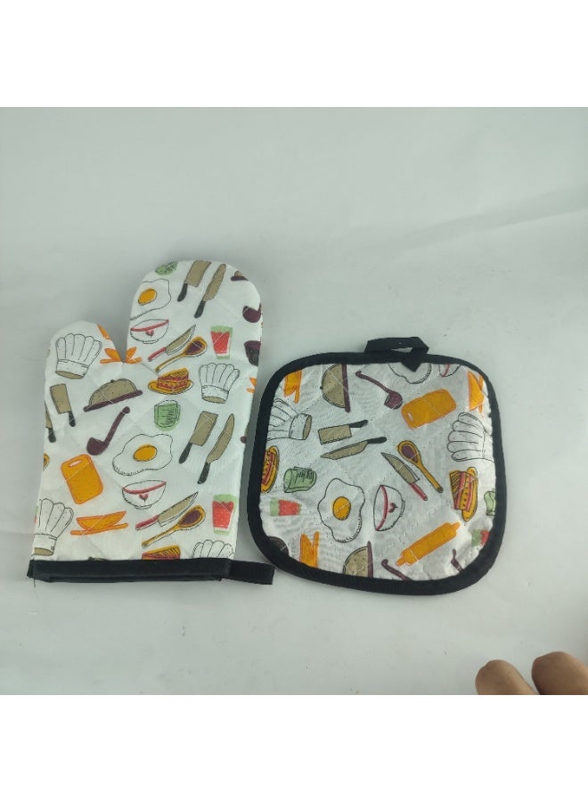 مجموعة قفازات المطبخ - قطعتين مبطنة من الداخل متعدد الألوان - Image 5