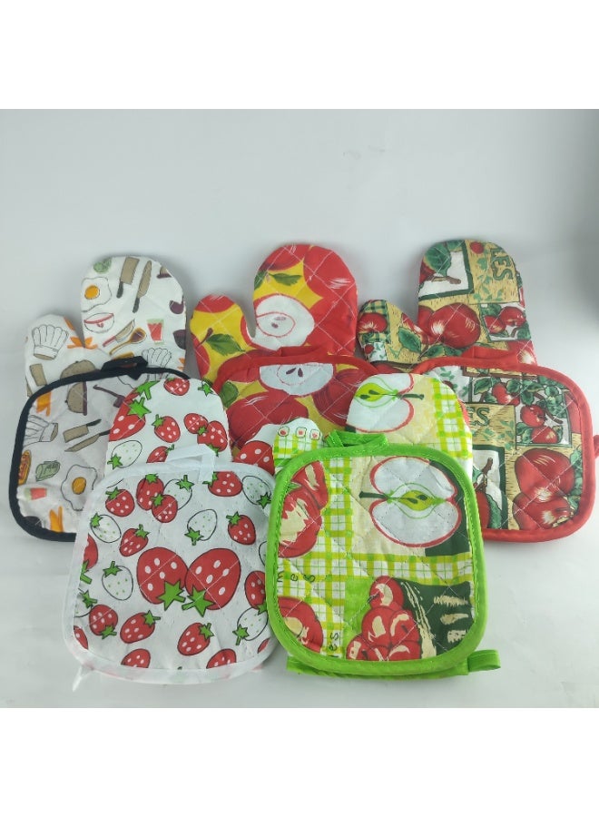 مجموعة قفازات المطبخ - قطعتين مبطنة من الداخل متعدد الألوان - Image 1