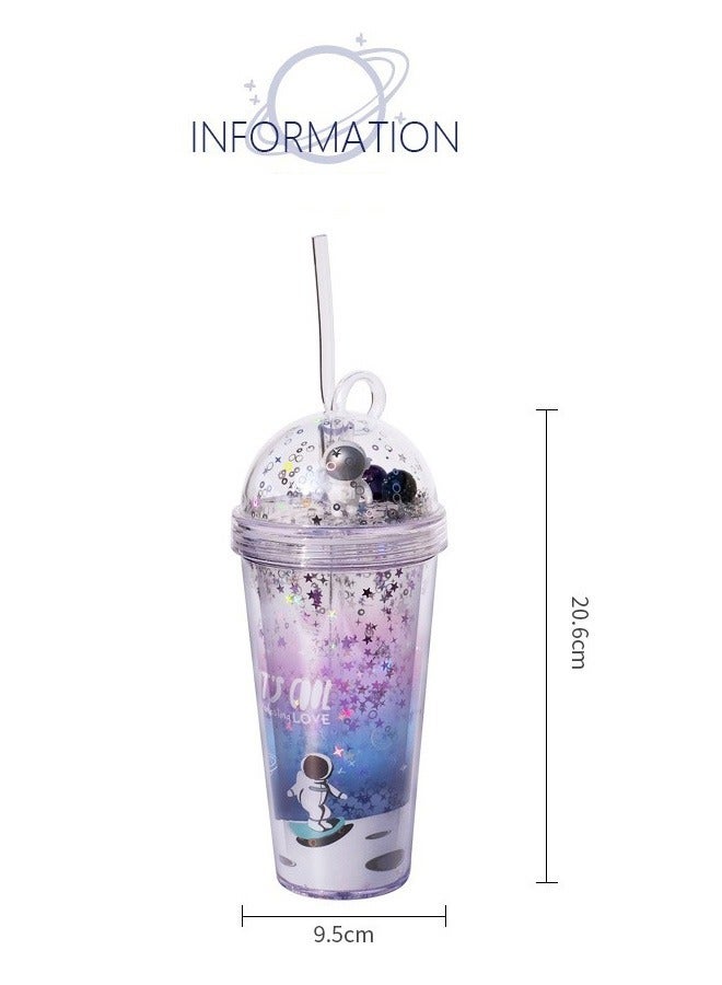 6-piece Creative Astronaut Travel Pattern Reusable Space Coffee Cup with Straw - Image 2