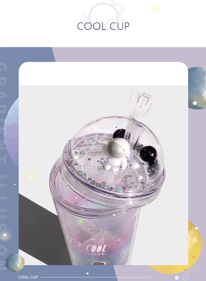 6-piece Creative Astronaut Travel Pattern Reusable Space Coffee Cup with Straw - Image 3