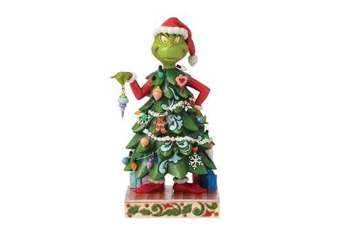 Enesco Dr Seuss Grinch by Jim Shore Grinch Dressed as a Christmas Tree Figurine Grinchmas Stone Resin Hand Crafted Collectible Christmas Figurines Home Decor Sculpture Statue 827 Inch Multicolor - Image 1