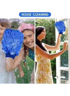 Oasisgalore 5pcs Chenille Microfiber Car Wash Mitts, Scratch-Free Double-Sided Cleaning Gloves (5 Colors)  - Image 5