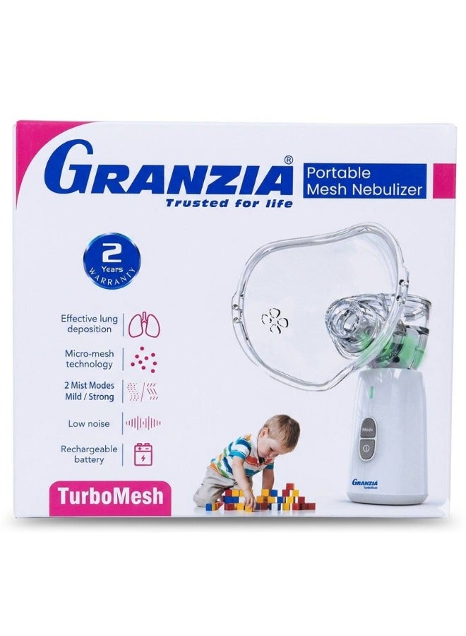  جرانزيا جهاز نيبولايزر استنشاق Granzia TurboMesh – قابل لإعادة الشحن، مستويان للرذاذ (لطيف/قوي)، تقنية Micro-Mesh، تشغيل هادئ، مناسب للكبار والأطفال - Image 1