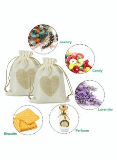 Excefore Candy Bags Gift Bags 20Pcs Drawstring Burlap Bags with Heart 5x7" Jewelry Candy Pouches for Wedding Baby Shower Party Favors DIY Craft Grain Spice Storage Bags Small Object Storage  - Image 2