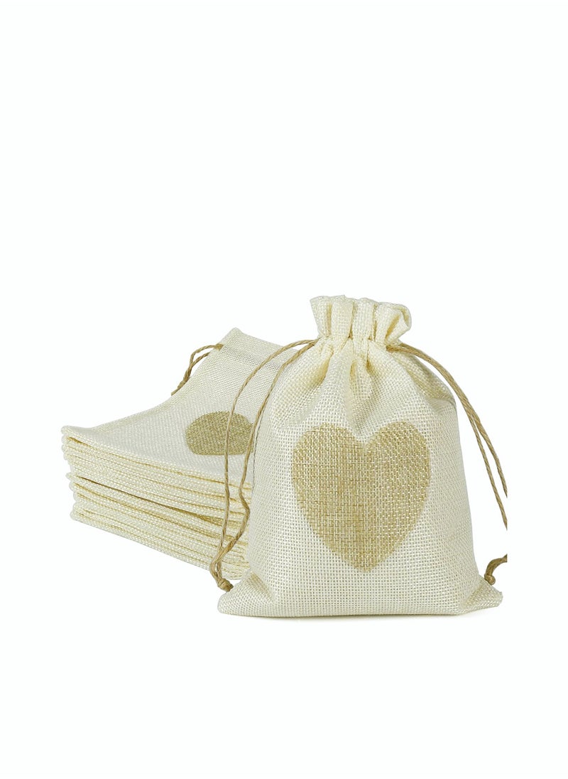 Excefore Candy Bags Gift Bags 20Pcs Drawstring Burlap Bags with Heart 5x7" Jewelry Candy Pouches for Wedding Baby Shower Party Favors DIY Craft Grain Spice Storage Bags Small Object Storage  - Image 1