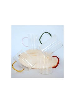 Piccasio Glass Mugs Set of 6 Indulge in Luxury Colorful Handles Versatile Glass Tea Cups and Latte Delights for Your Daily Brew Rituals Large & Multipurpose Shape Mugs Microwave  - Image 3