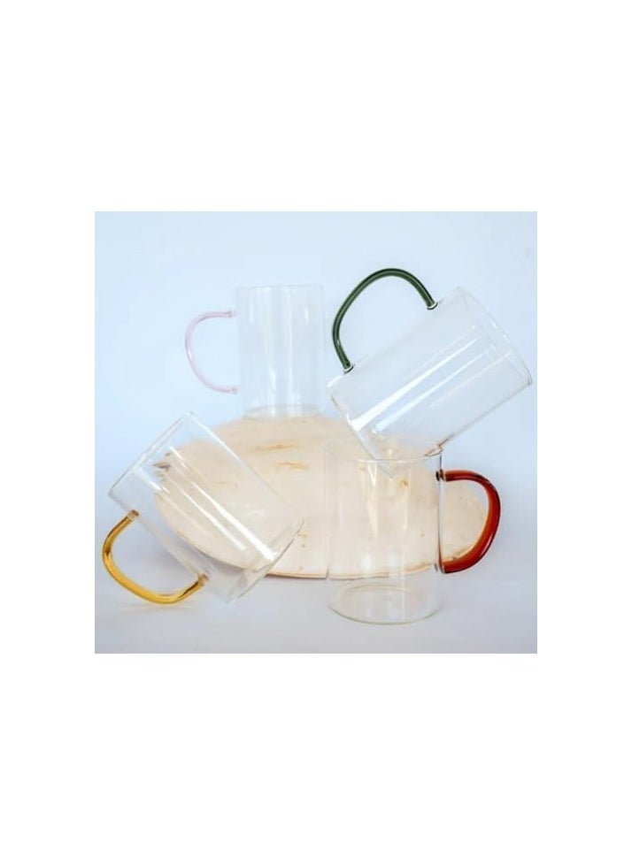 Piccasio Glass Mugs Set of 6 Indulge in Luxury Colorful Handles Versatile Glass Tea Cups and Latte Delights for Your Daily Brew Rituals Large & Multipurpose Shape Mugs Microwave  - Image 3