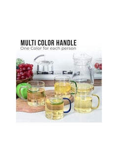 Piccasio Glass Mugs Set of 6 Indulge in Luxury Colorful Handles Versatile Glass Tea Cups and Latte Delights for Your Daily Brew Rituals Large & Multipurpose Shape Mugs Microwave  - Image 4