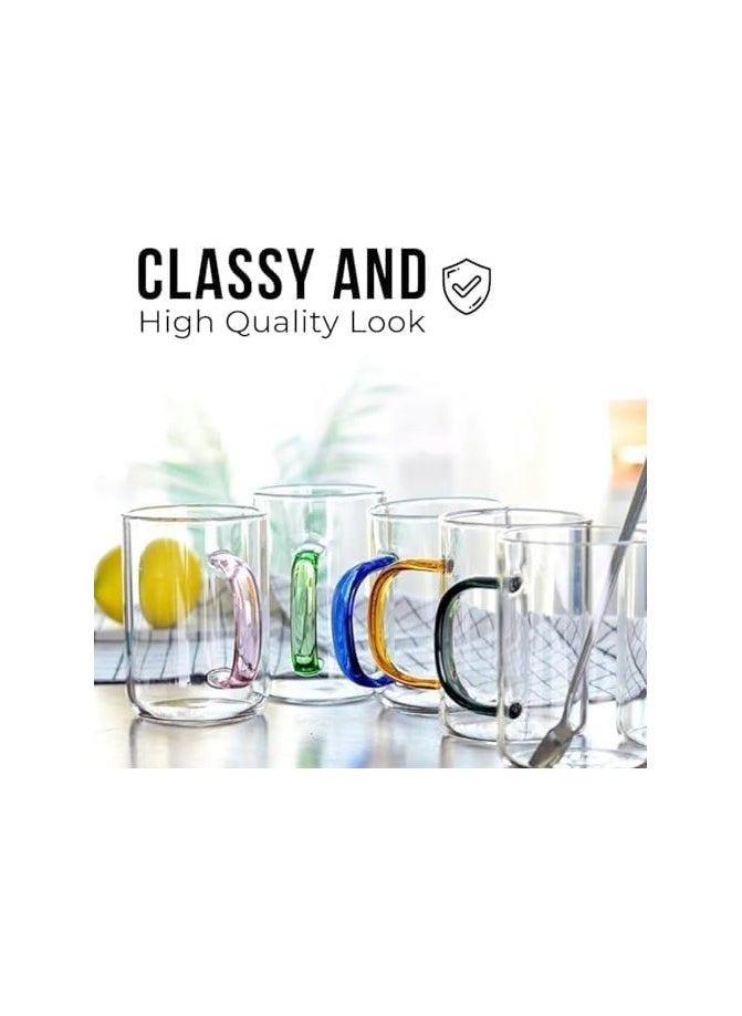 Piccasio Glass Mugs Set of 6 Indulge in Luxury Colorful Handles Versatile Glass Tea Cups and Latte Delights for Your Daily Brew Rituals Large & Multipurpose Shape Mugs Microwave  - Image 5