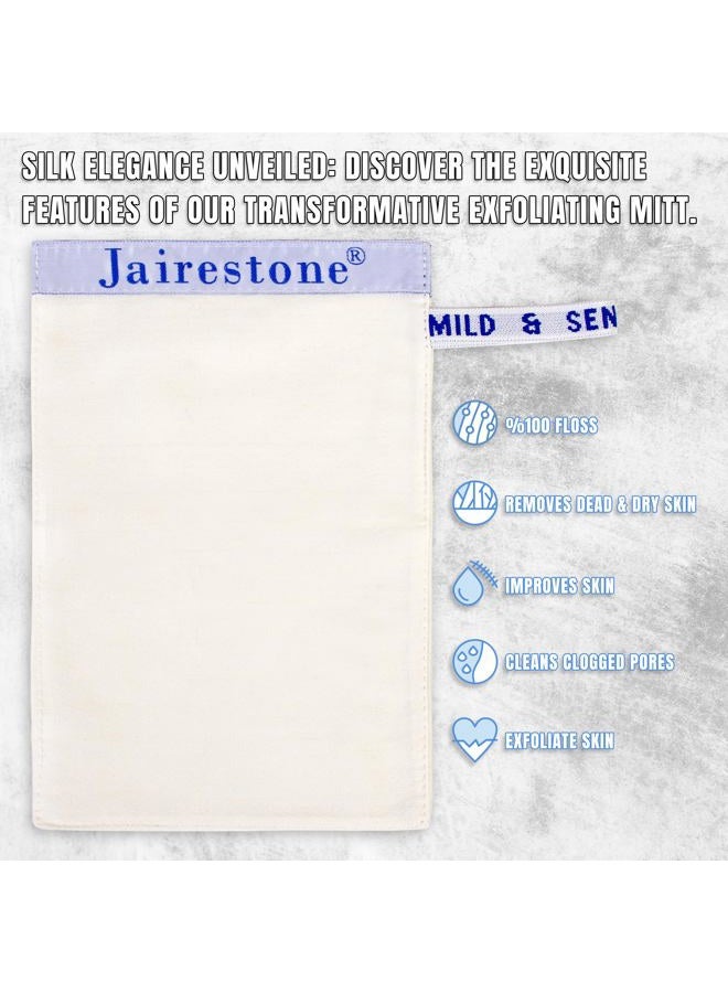 Jairestone Deep Exfoliating Washcloth Bath Mitt - Shower Body Scrubber – Premium Silk Hammam Exfoliating Gloves – Dead Skin Remover – Turkish Bath Hammam Kesse (Mild & Sensitive Skin) - Image 3