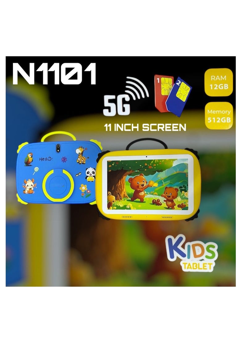 JOROBO - 11 -Inch NTouch Smart Tablet N1101 Android 13 Tablet With 512GB ROM 12GB RAM Quad Core Wi-Fi 5G LTE Dual Sim with Carrying Bag - YELLOW - Image 1