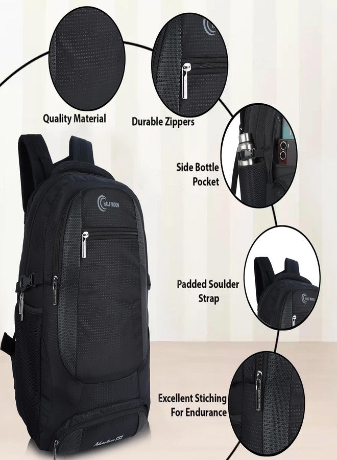 Half Moon Adventure 55L Trekking Rucksack Bag for Men Women | Hiking Travel Backpack | Water Resistant 900D Polyester | Laptop 15.6 inch | 3 Compartments | Boys Girls Outdoor Travelling College Bag - Image 2