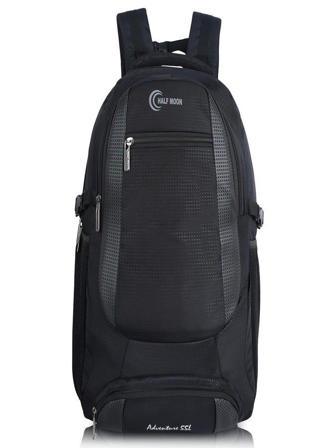 Half Moon Adventure 55L Trekking Rucksack Bag for Men Women | Hiking Travel Backpack | Water Resistant 900D Polyester | Laptop 15.6 inch | 3 Compartments | Boys Girls Outdoor Travelling College Bag - Image 1