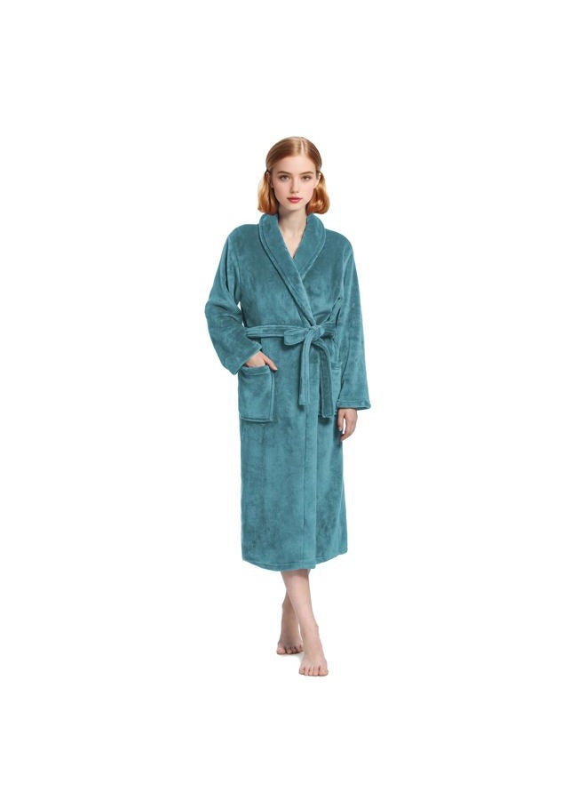 Eonkasp Plush Soft Robes for Women, Premium Fleece Womens Robe Cozy Warm Bathrobe, Turquoise, L-XL - Image 1