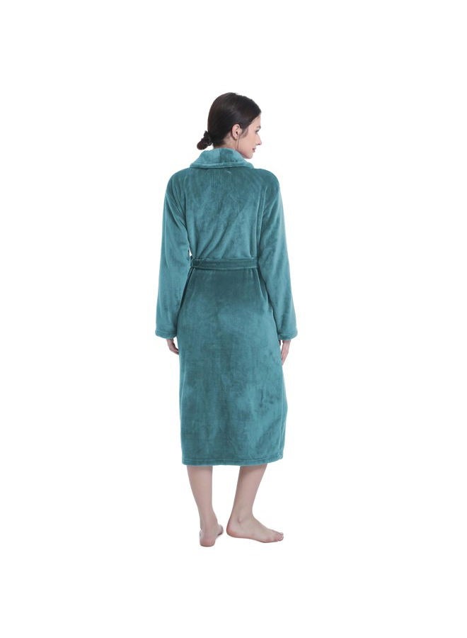 Eonkasp Plush Soft Robes for Women, Premium Fleece Womens Robe Cozy Warm Bathrobe, Turquoise, L-XL - Image 2
