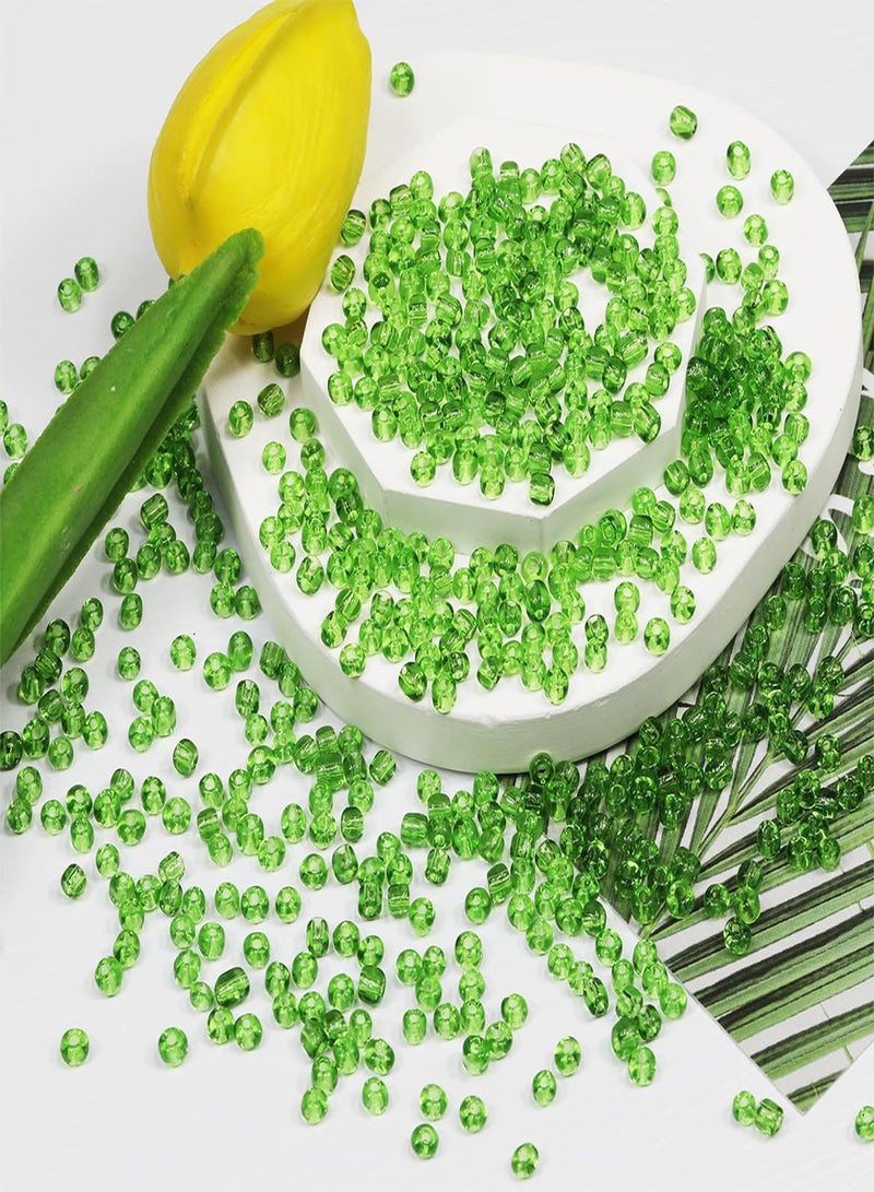 GGOOT Bulk 4mm Green Seed Beads for Jewelry Making 110 Grams About 160pcs,6/0 Glass Craft Beads for Making Earrings, Bracelets, Pendants, Waist Jewelry, DIY Handmade Seed Beads (Transparent Green4  - Image 2