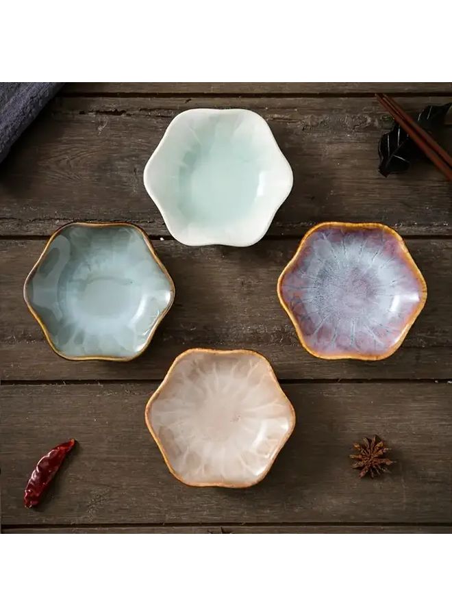 Japanese Ceramic Sauce Dishes 6pcs Random Color Underglaze Small Plates - Image 2