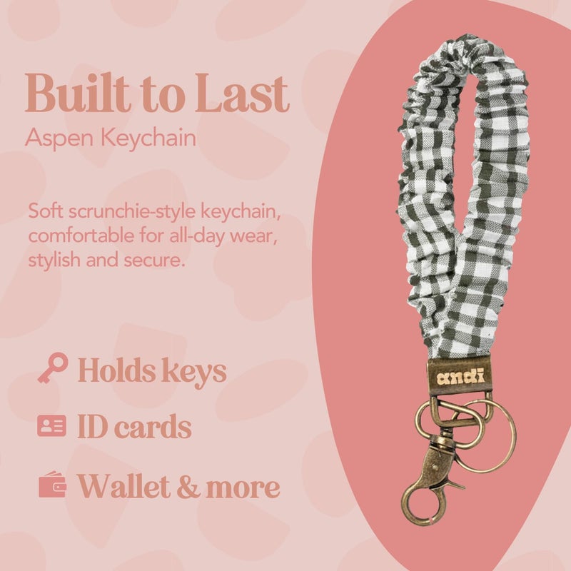 ANDI Wristlet Keychain for Women, Scrunchie Bracelet Key Ring With Clip Closure, Stretchy & Comfortable Wrist Lanyard, Key Chain For Car Keys, ID Cards (Aspen_Keychain) - Image 3