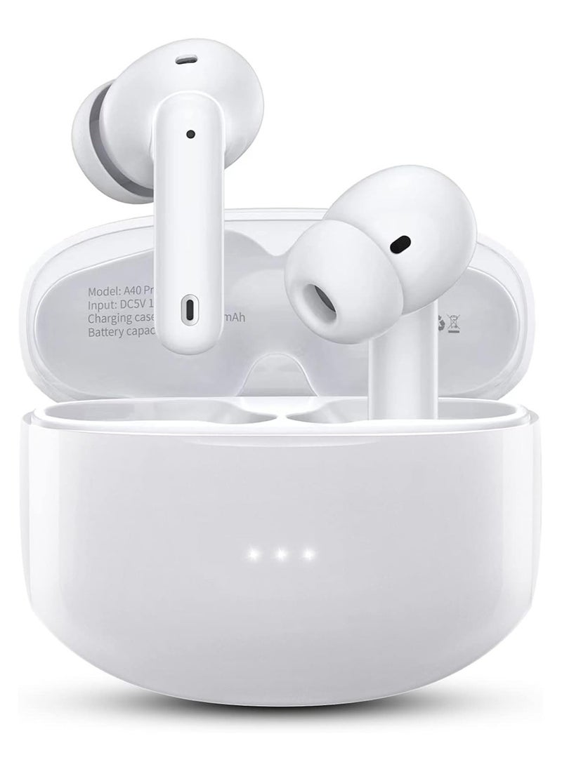 lekikpo Wireless Earbuds 50Hrs Playtime Bluetooth Earbuds Built in Noise Cancellation Mic with Charging Case, Bluetooth Headphones with Stereo Sound, IPX7 Waterproof Ear Buds for iPhone-White 