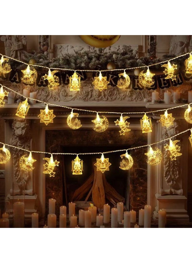 خيط مصابيح LED زخرفي بالنجوم والقمر الطول 3 أمتار (20 مصباحاً) - مناسب لزينة رمضان، الديكور الخارجي وزينة الأثاث - Image 4