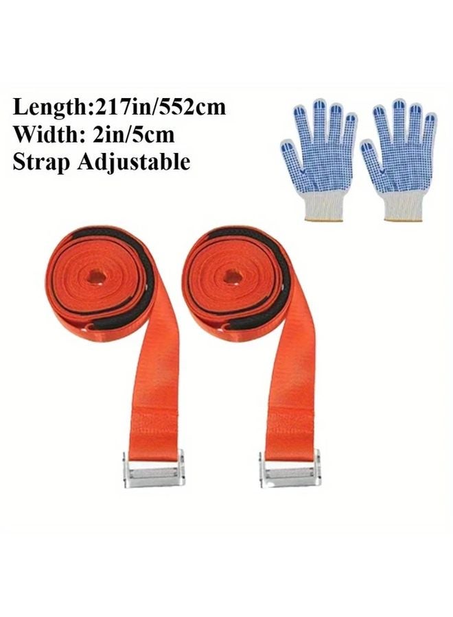 Orange Heavy Duty Moving Straps 2pcs Furniture Lifting Slings With Handles And Gloves - Image 1