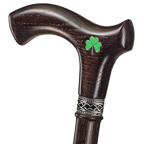 Asterom Handmade Irish Walking Cane for Men and Women Unique Wood Cane Stylish Walking Stick ThreeLeaf - Image 2