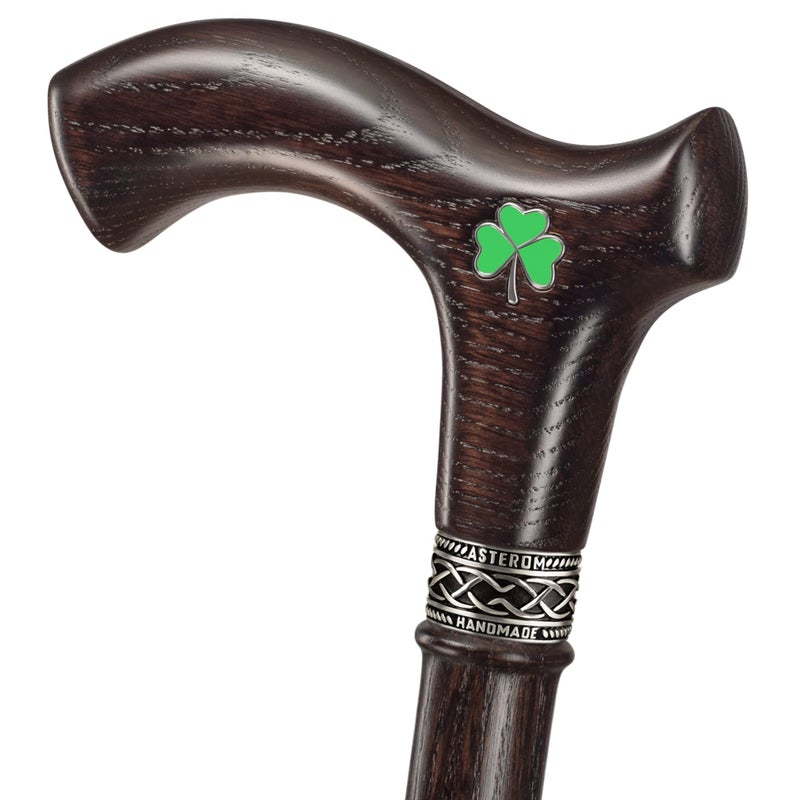 Asterom Handmade Irish Walking Cane for Men and Women Unique Wood Cane Stylish Walking Stick ThreeLeaf - Image 3