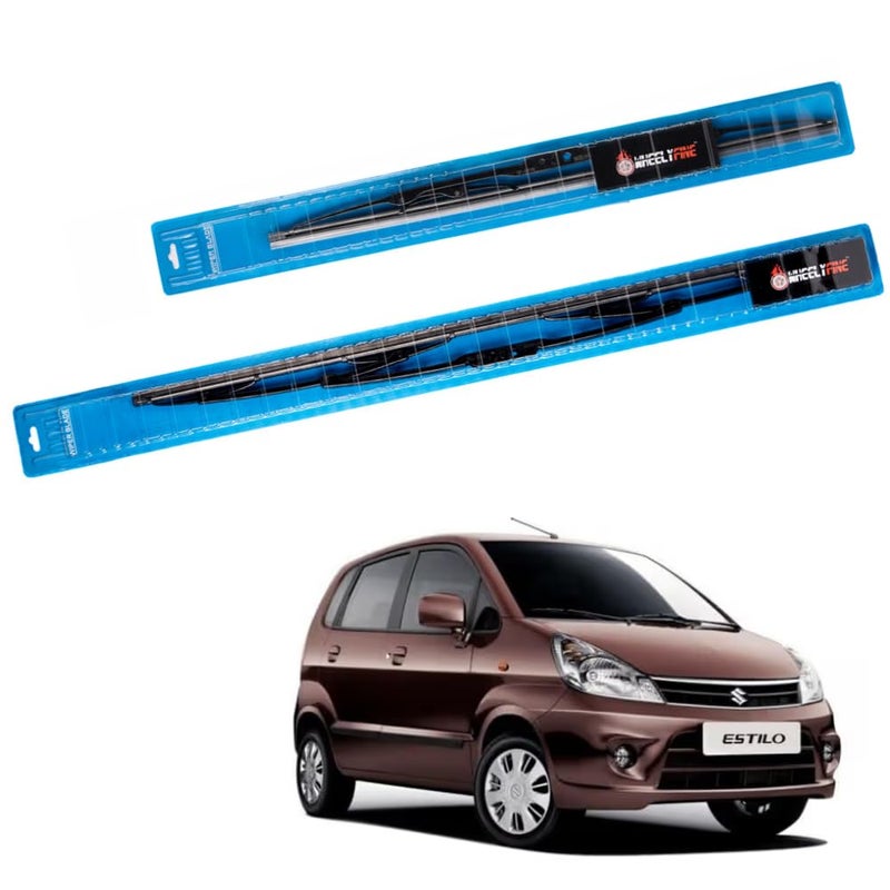 Wheelyfine Car Wiper Blades | Metal Frame | Water Repellent Windshield Wipers | Blade Refills (Maruti Zen Estilo (2006-2008) Dr 21"/Pa 13") - Image 2