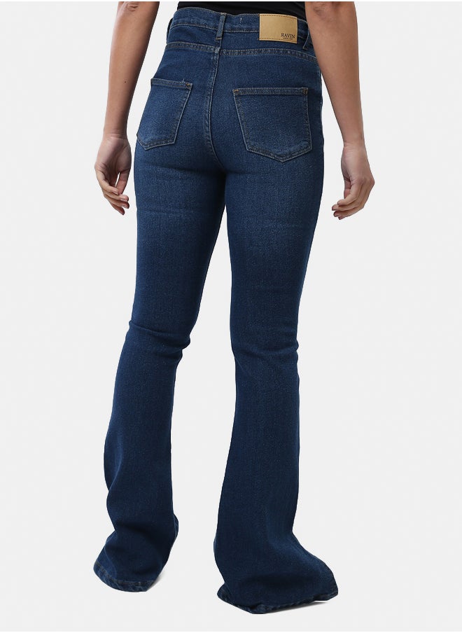 RAVIN - Solid Casual Flare Jeans - Image 1