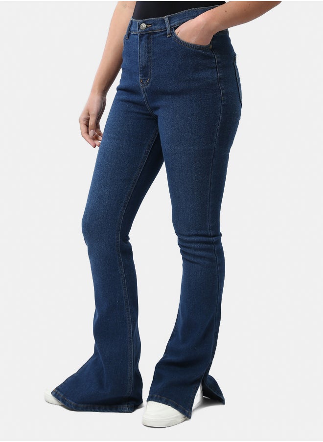 RAVIN - Solid Casual Flare Jeans - Image 1