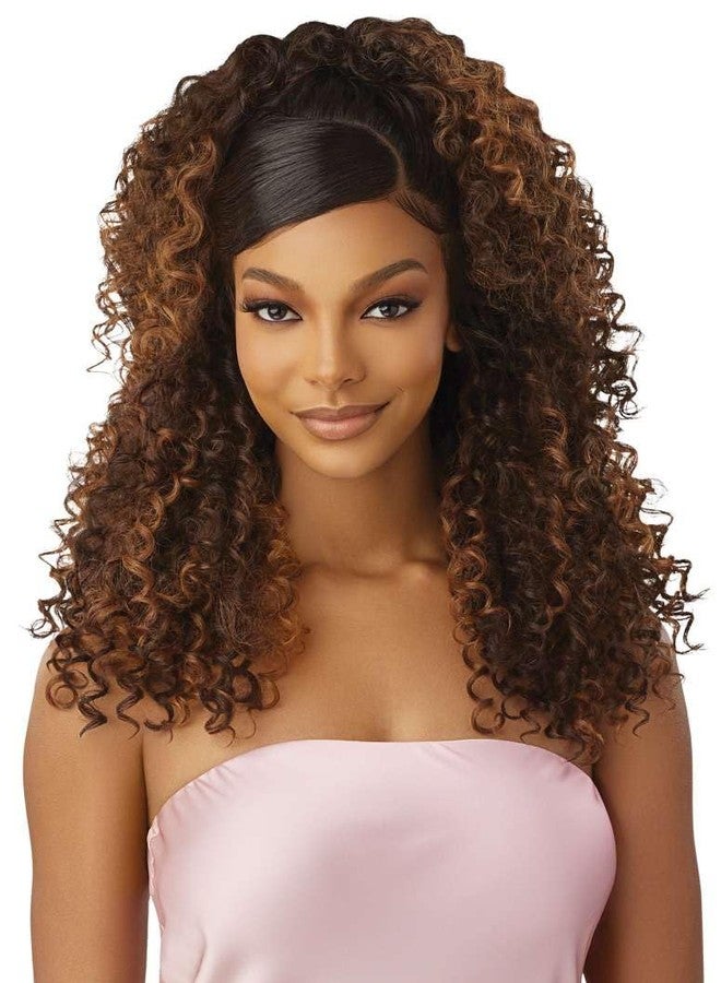 Outre Airtied 100% Fully Hand-Tied Wig - Human Hair Blend - Dominican Curly 22" (DR CHERRY CRUSH) - Image 3