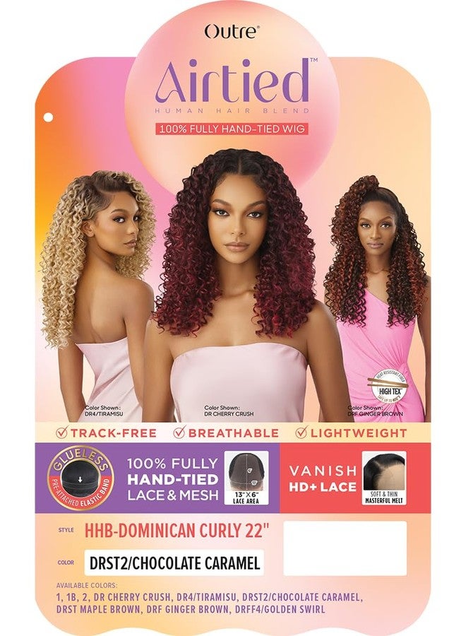 Outre Airtied 100% Fully Hand-Tied Wig - Human Hair Blend - Dominican Curly 22" (DR CHERRY CRUSH) - Image 2