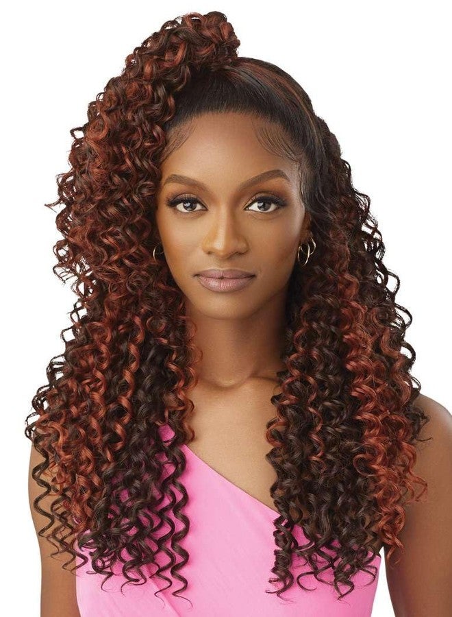 Outre Airtied 100% Fully Hand-Tied Wig - Human Hair Blend - Dominican Curly 22" (DR CHERRY CRUSH) - Image 4