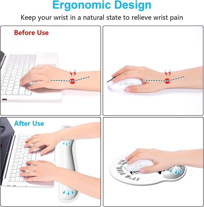 Dapesuom Keyboard Wrist Rest and Mouse Pad with Wrist Support, Memory Foam Cushion for Keyboard and Mouse Set, Ergonomic Desktop Pad Rests with Non Slip Base for Easy Typing & Pain Relief, Cute Cat - Image 3