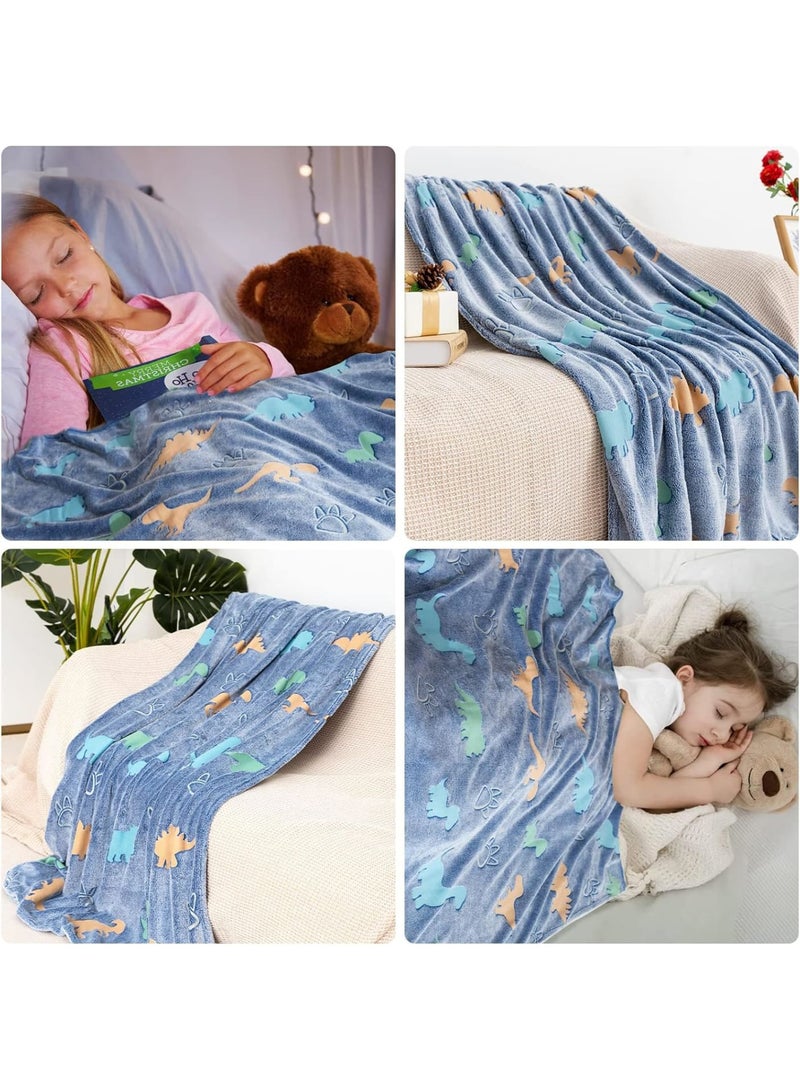SOLARAE Glow in The Dark Blanket, Glow in The Dark Throw Dinosaur Blanket Luminous Dino Party Blanket Gifts, Super Soft Blanket for Kids Toys, 60x50 in - Image 5