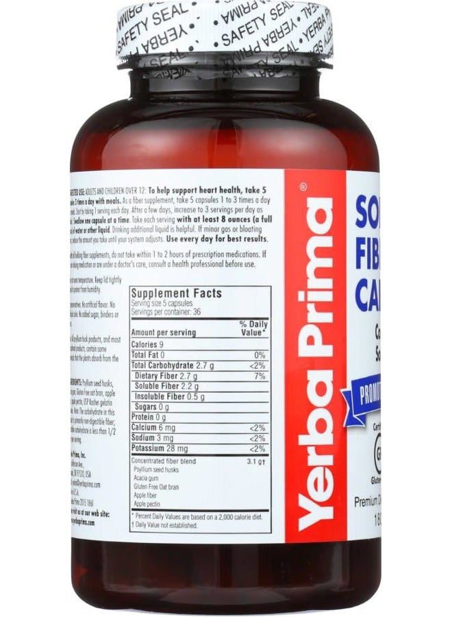 Yerba Prima Soluble Fiber Capsules, 180-Count - Natural Dietary Supplement Formula, Non-GMO, Gluten Free - Image 2