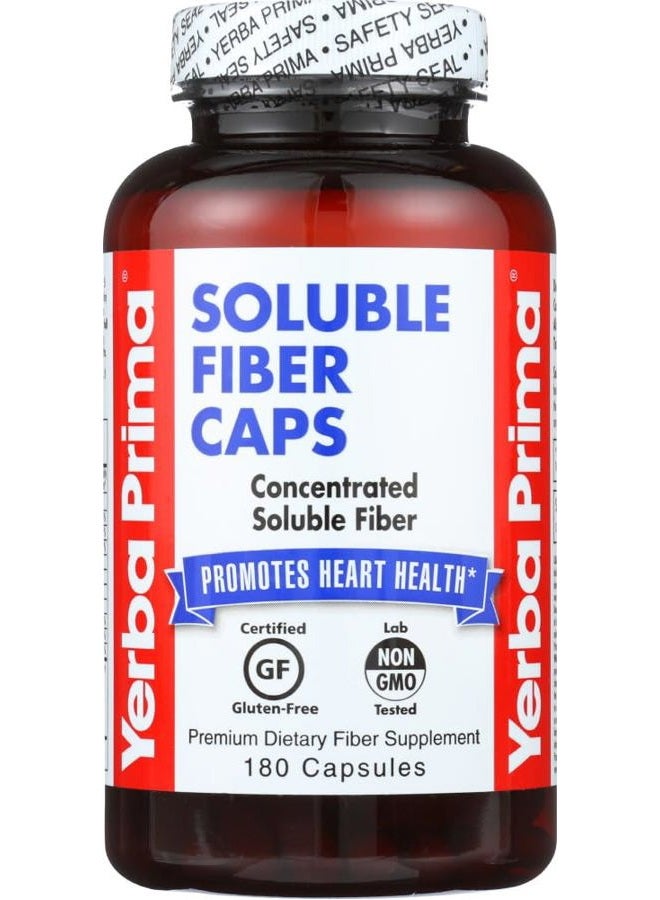 Yerba Prima Soluble Fiber Capsules, 180-Count - Natural Dietary Supplement Formula, Non-GMO, Gluten Free - Image 1