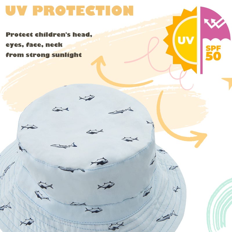 Durio Baby Sun Hat Summer Beach UPF 50+ Sun Protection Baby Boy Hats Double Sides Toddler Sun Hats Cap for Baby Girl Kid Bucket Hat A Blue 20.5"(52cm)/2-4 Years - Image 3