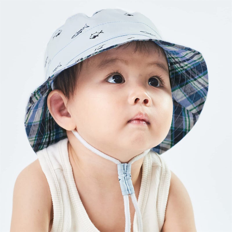 Durio Baby Sun Hat Summer Beach UPF 50+ Sun Protection Baby Boy Hats Double Sides Toddler Sun Hats Cap for Baby Girl Kid Bucket Hat A Blue 20.5"(52cm)/2-4 Years - Image 5