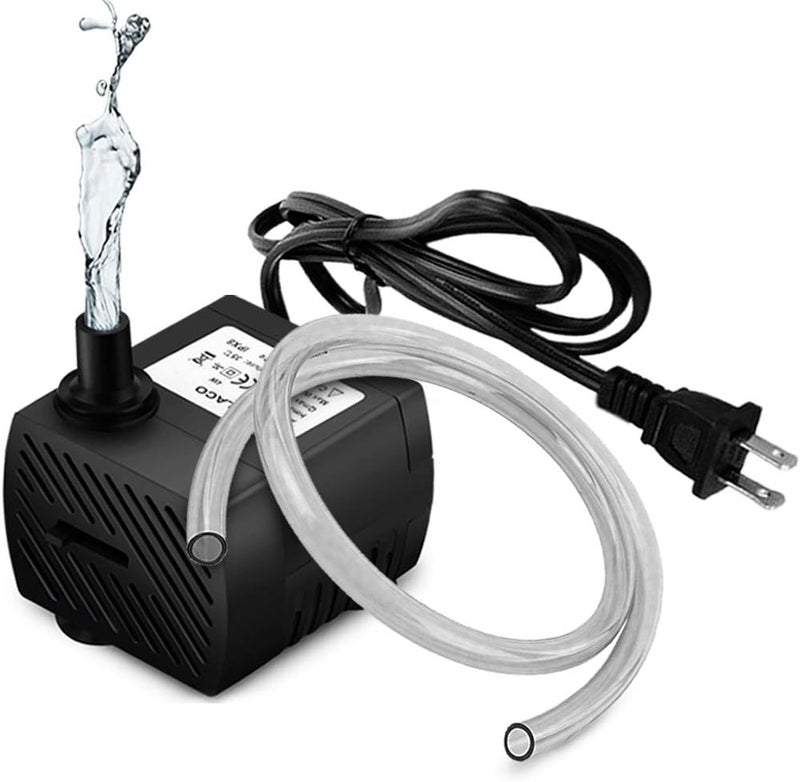 PULACO 95GPH 5W Mini Submersible Water Pump with 3.3 ft Tubing for Aquarium Fish Tank, Pond, Fountain, Hydroponics - Image 1