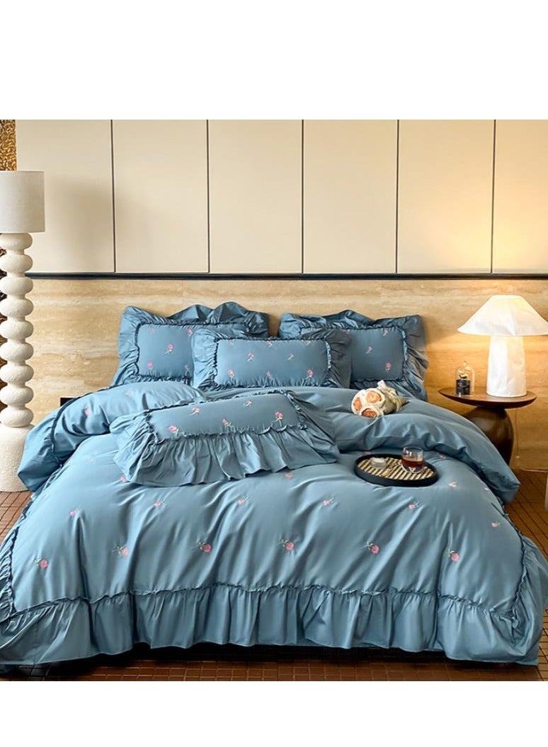 Fitted Sheet Style — French High-End 60 Thread Pure Cotton Embroidered Bedding Four Piece Set - Image 5