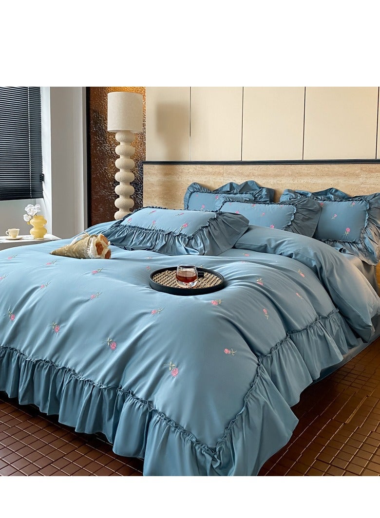 Fitted Sheet Style — French High-End 60 Thread Pure Cotton Embroidered Bedding Four Piece Set - Image 1
