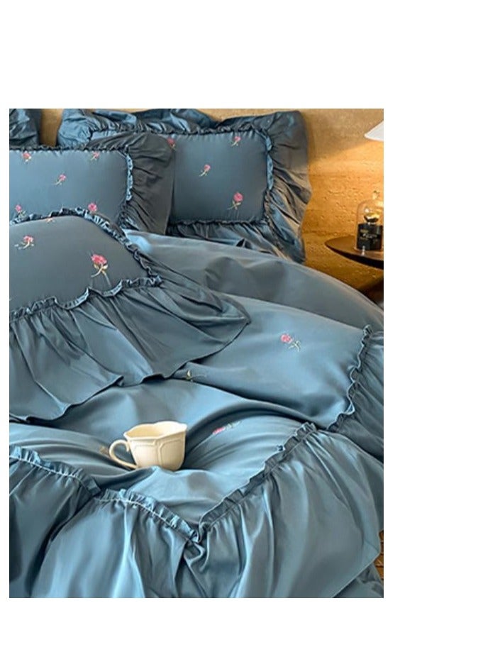 Fitted Sheet Style — French High-End 60 Thread Pure Cotton Embroidered Bedding Four Piece Set - Image 4