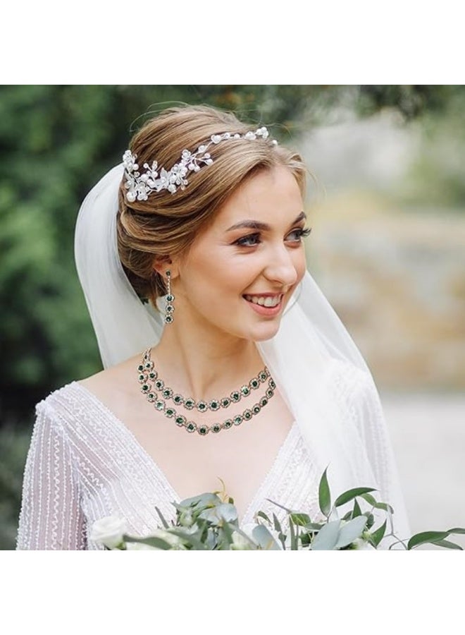 Bridal jewelry set suitable for bridesmaids, featuring a rhinestone necklace, earrings, and bracelet. Perfect accessory for weddings, brides, graduations, and other special occasions.  - Image 3