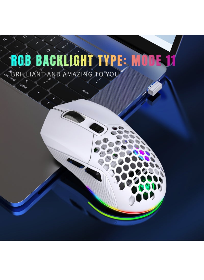 إتش إكس إس جيه ماوس ألعاب لاسلكي T28 RGB light 2.4G BT5.1 لاسلكي مع جهاز استقبال USB  - Image 4