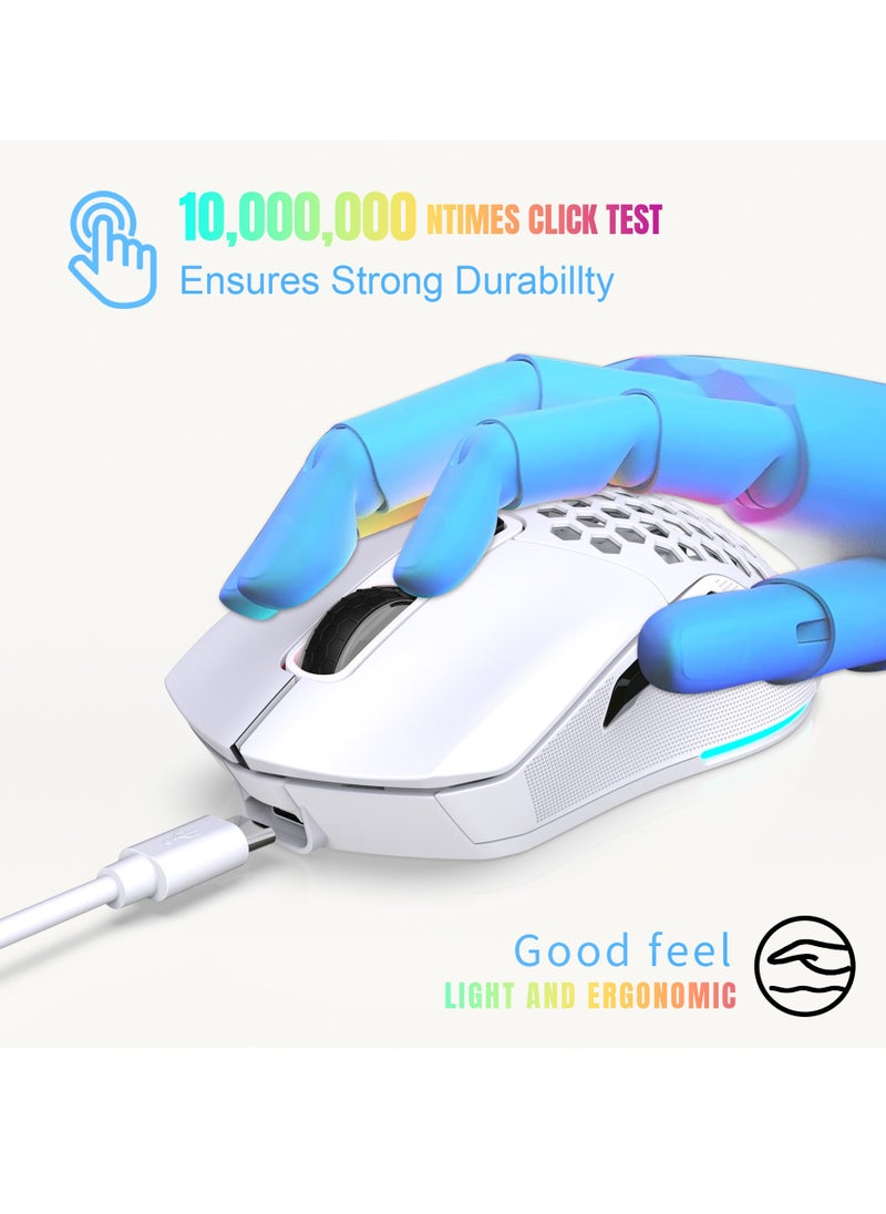 إتش إكس إس جيه ماوس ألعاب لاسلكي T28 RGB light 2.4G BT5.1 لاسلكي مع جهاز استقبال USB  - Image 5