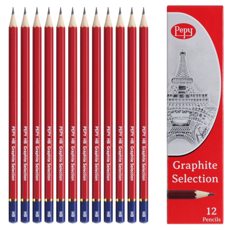Pepy Graphite Professional Drawing Pencils Set of 12 HB PreSharpened Black Lead Pencils Perfect for Drawing Sketching and Shading Graphic and Fine Art